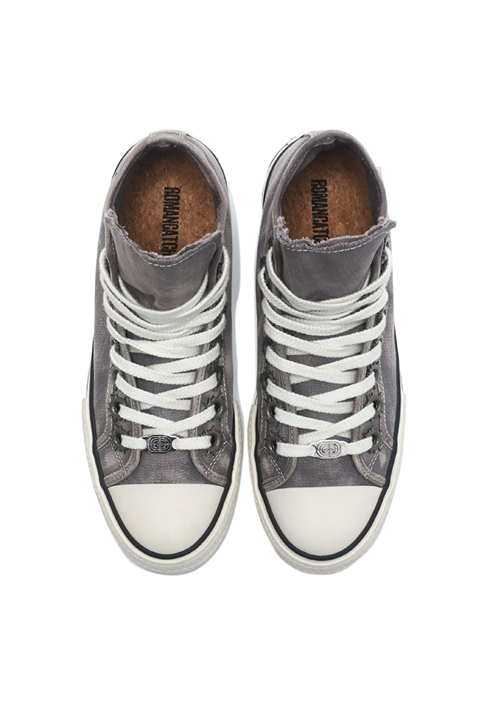 Distressed Denim High-Top Canvas Sneakers - View 5