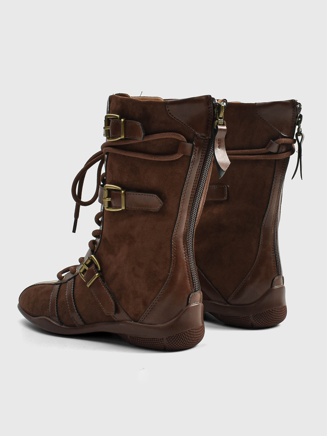 Buckle-Strap Suede Calf Boots - View 7