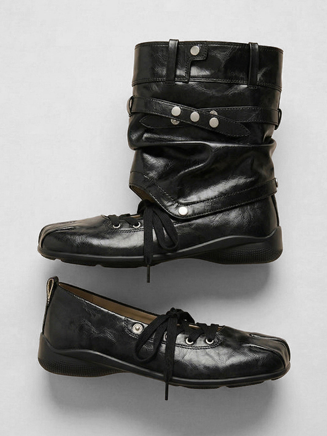 Bow-Trim Cutout Square-Toe Utility Boots - View 9