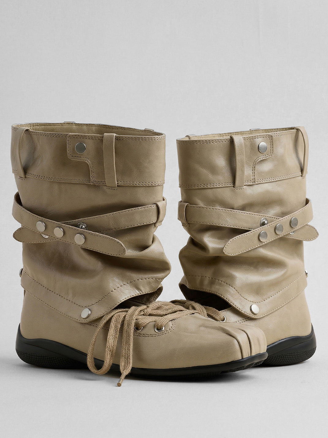 Bow-Trim Cutout Square-Toe Utility Boots - View 17