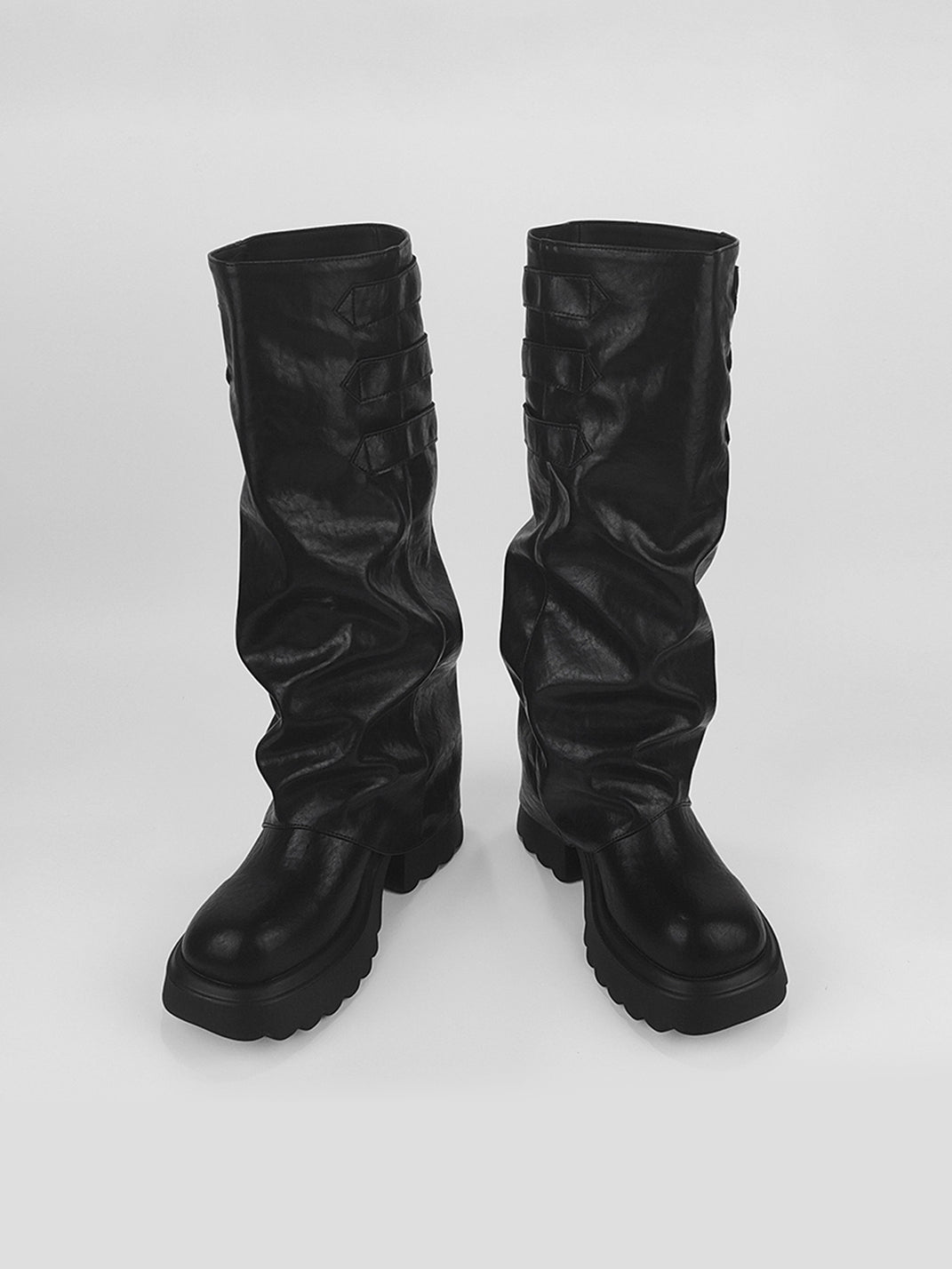 Ruched-Shaft Chunky Platform Boots - View 7