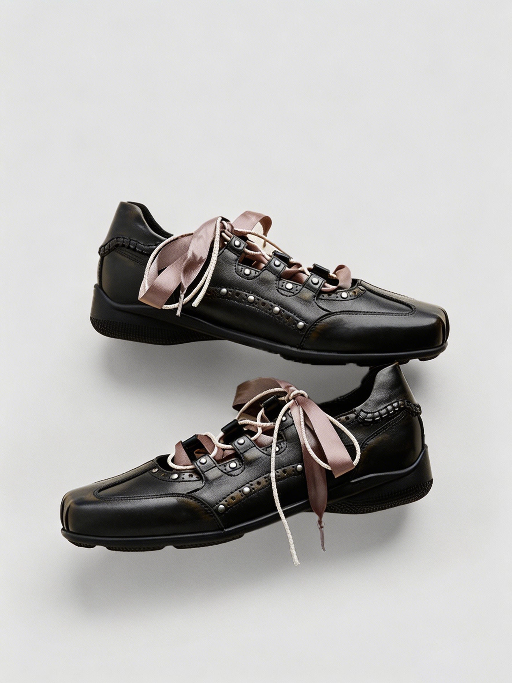 Ribbon-Wrapped Square-Front Trainer Flats - View 8