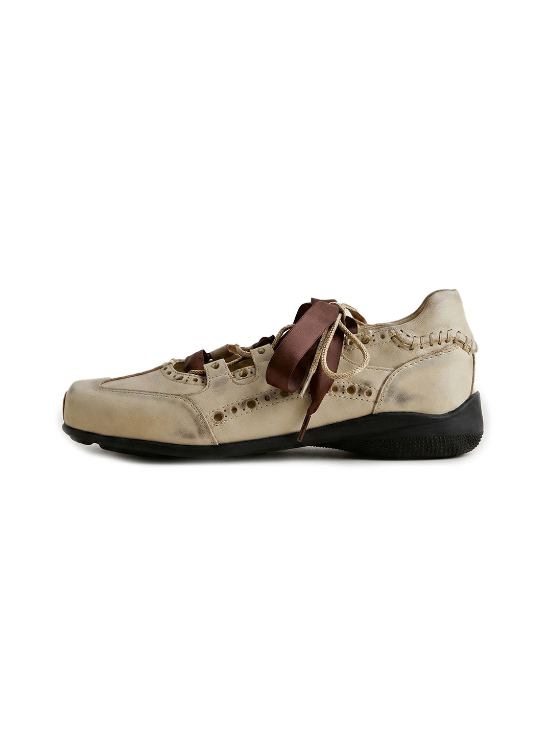 Ribbon-Wrapped Square-Front Trainer Flats - View 12