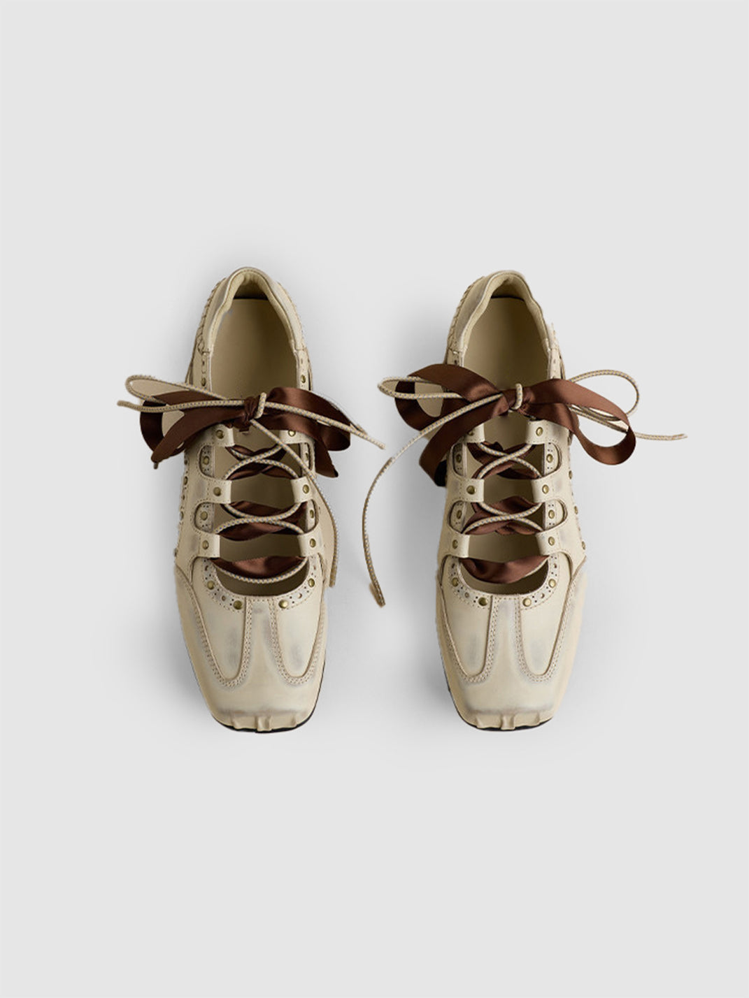 Ribbon-Wrapped Square-Front Trainer Flats - View 18