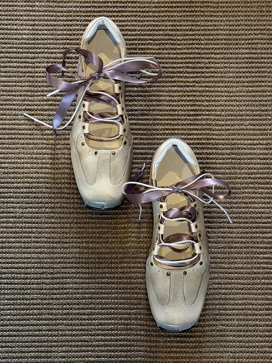 Ribbon-Wrapped Square-Front Trainer Flats - View 19
