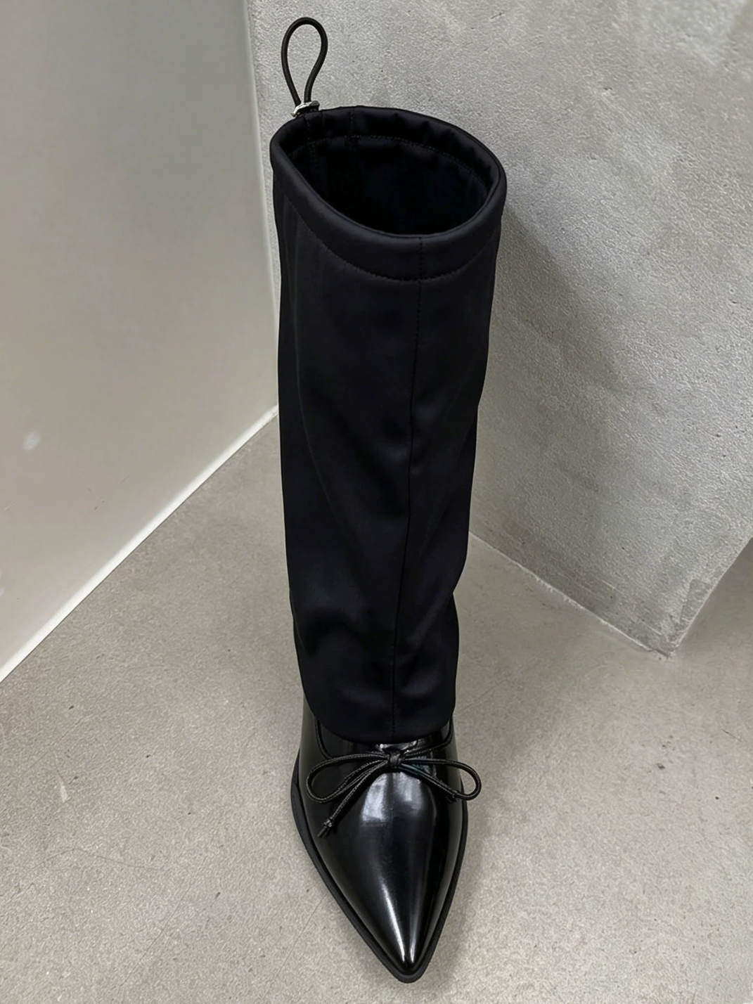 Satin-Shaft Pointed-Toe Mid-Calf Boots - View 10