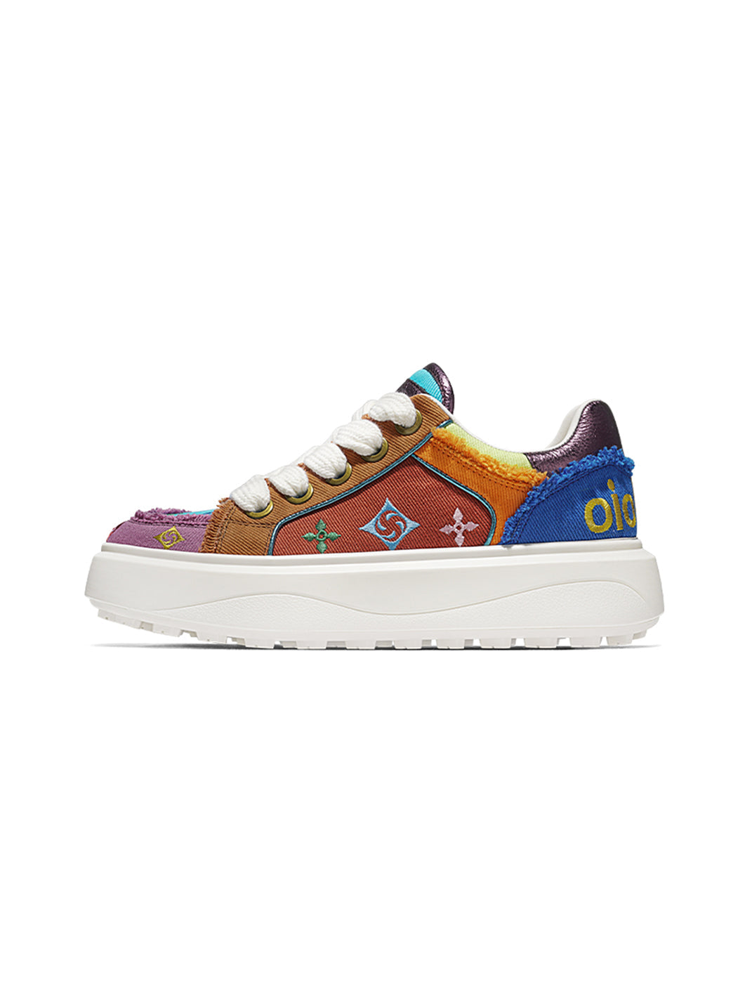 Embossed Multicolor Platform Skate Sneakers