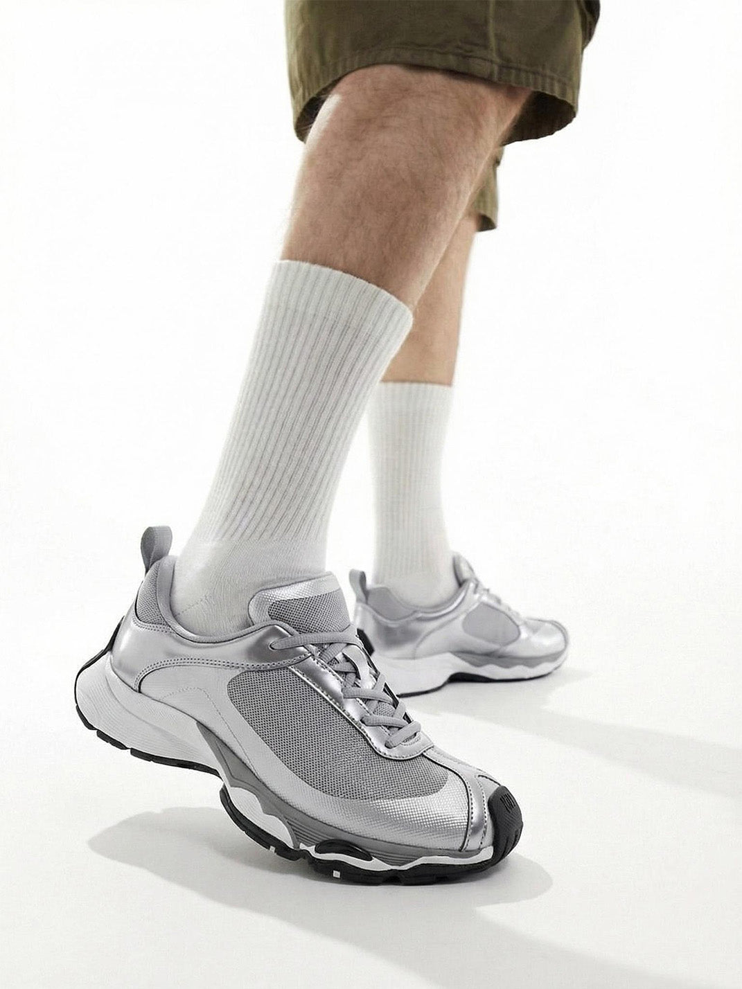 Metallic Split-Toe Technical Runner Sneakers - View 4