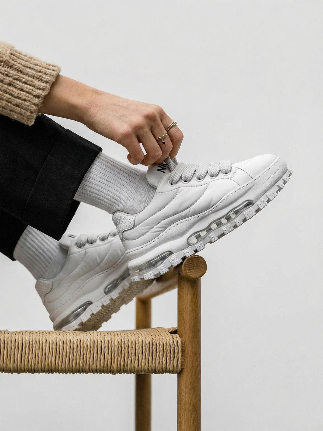 Ripple-Sole Leather Trail Runner Sneakers - View 3