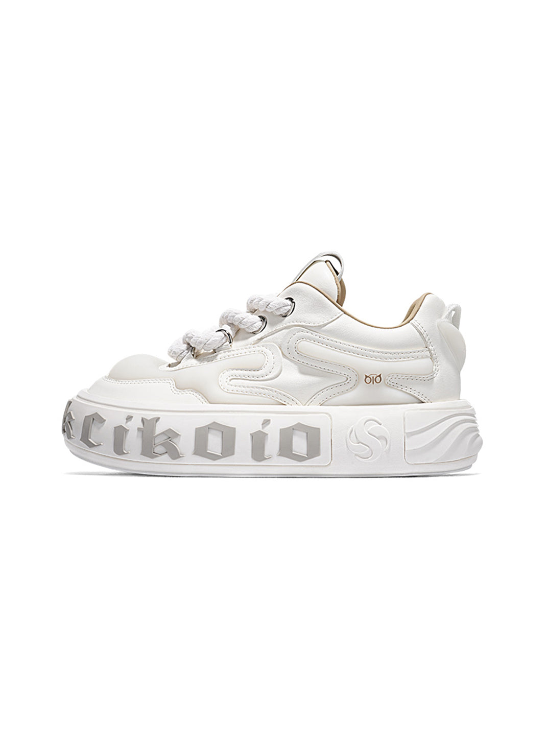 Wavy-Sole Leather Platform Skate Sneakers - View 3