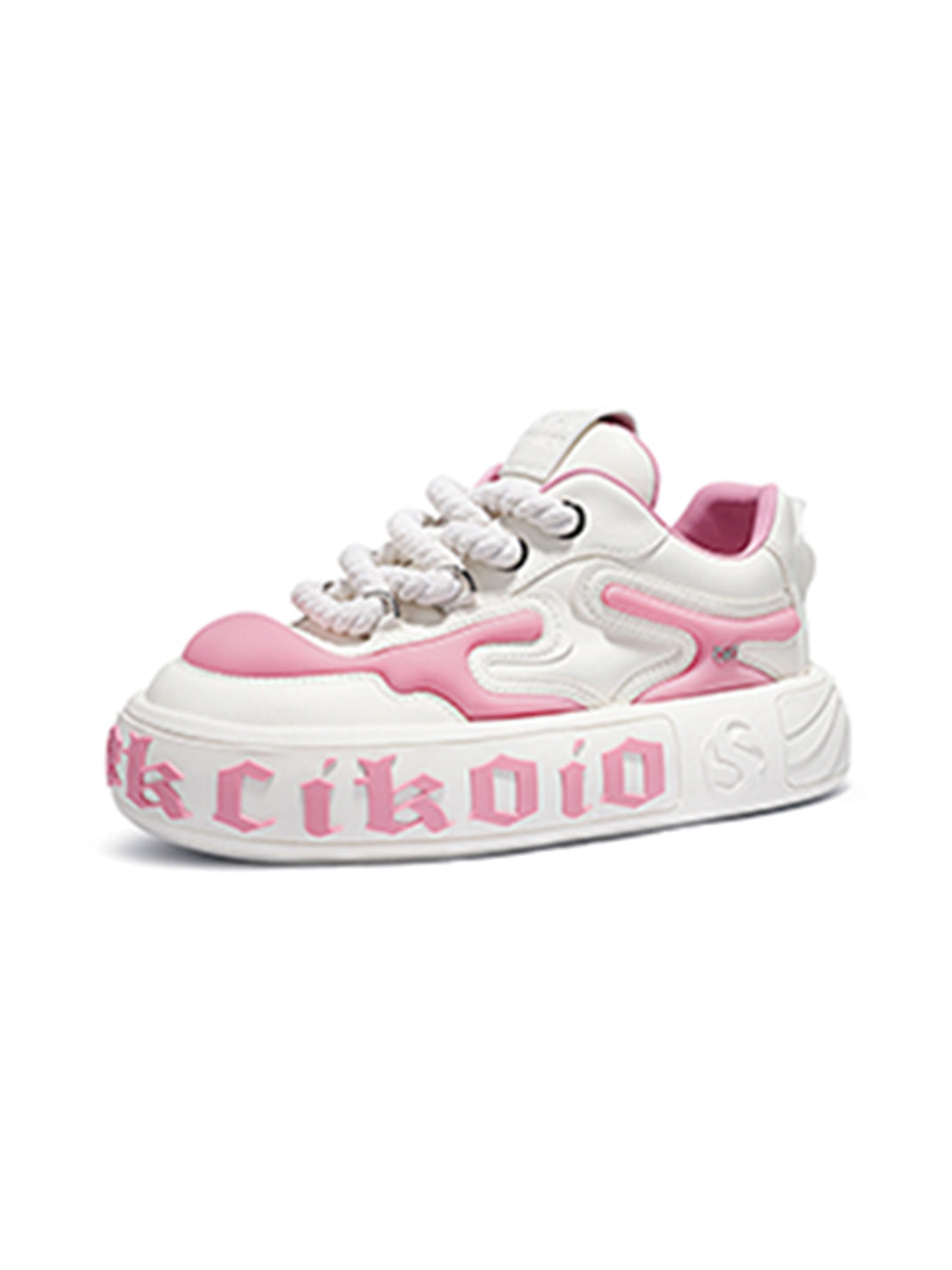 Wavy-Sole Leather Platform Skate Sneakers - View 7