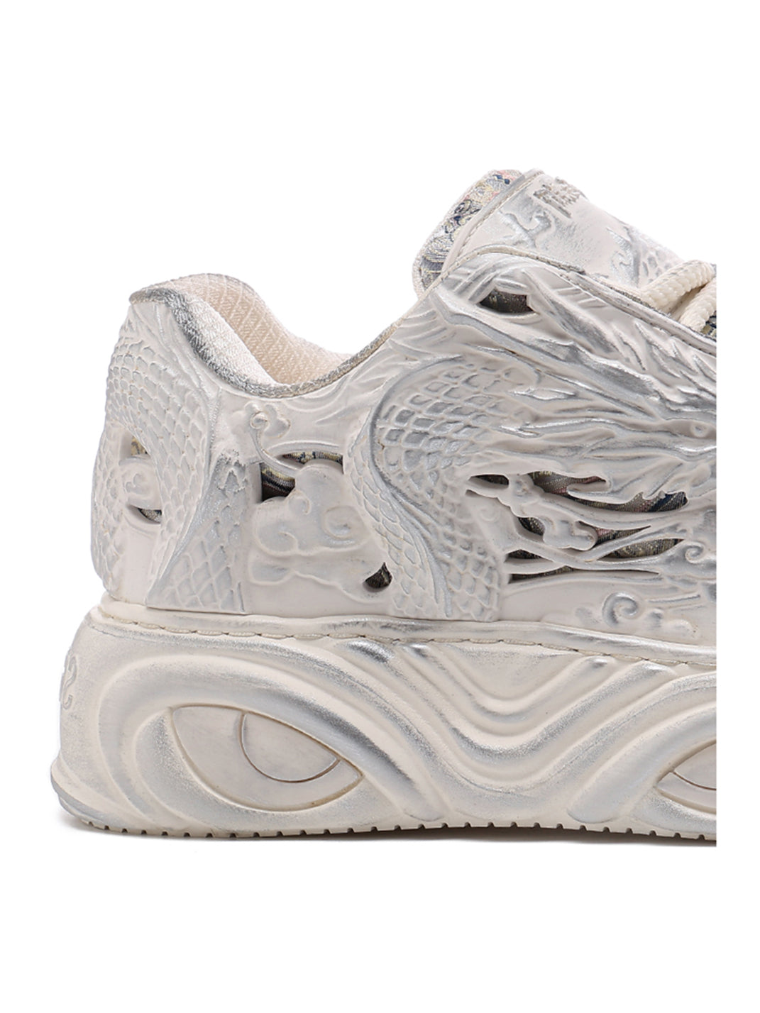 White Dragon Relief Platform Sneakers - View 10