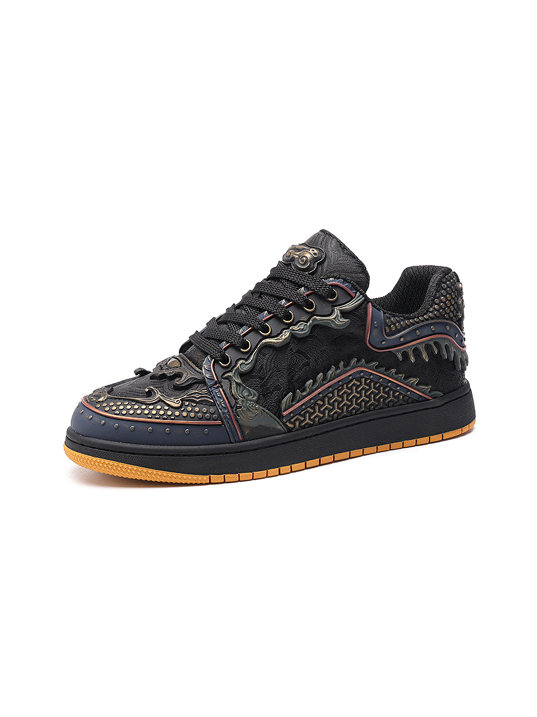 Black Dragon-Scale Gum-Sole Low-Top Sneakers - View 13