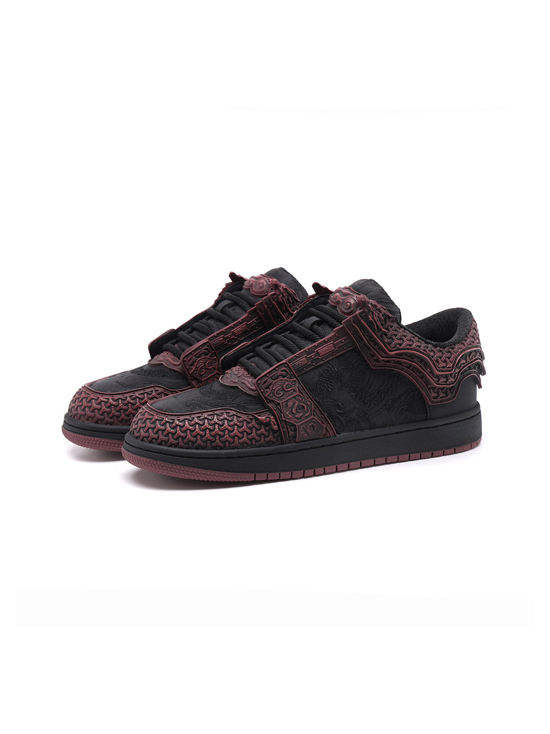 Crimson Jin Yi Wei Embossed Low-Top Sneakers - View 5