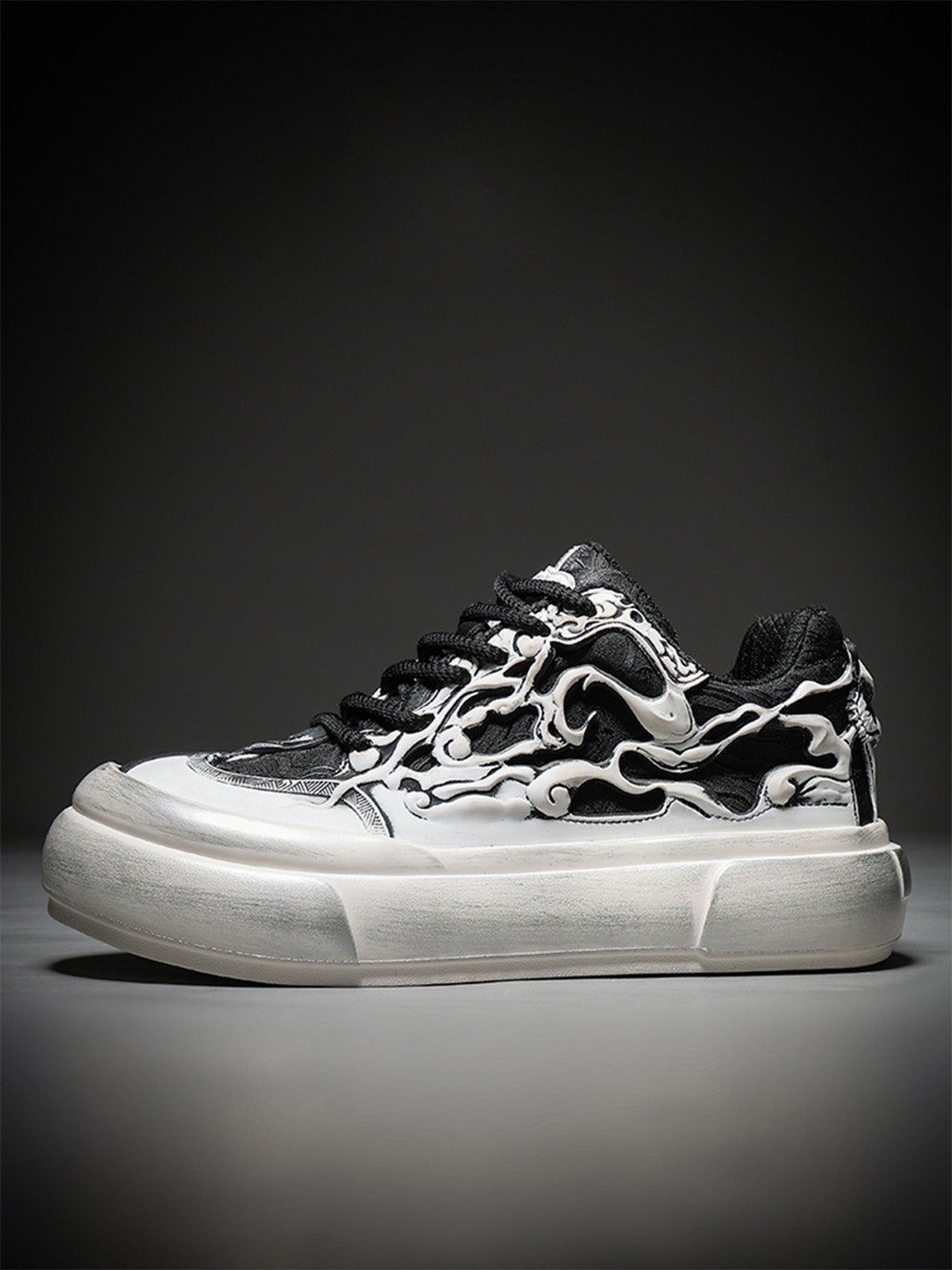Black White Tai Chi Panda Platform Sneakers - View 6