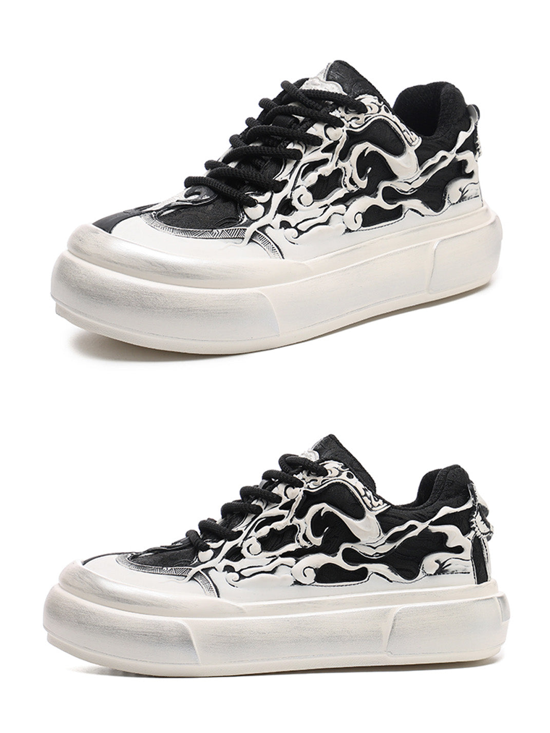 Black White Tai Chi Panda Platform Sneakers - View 10