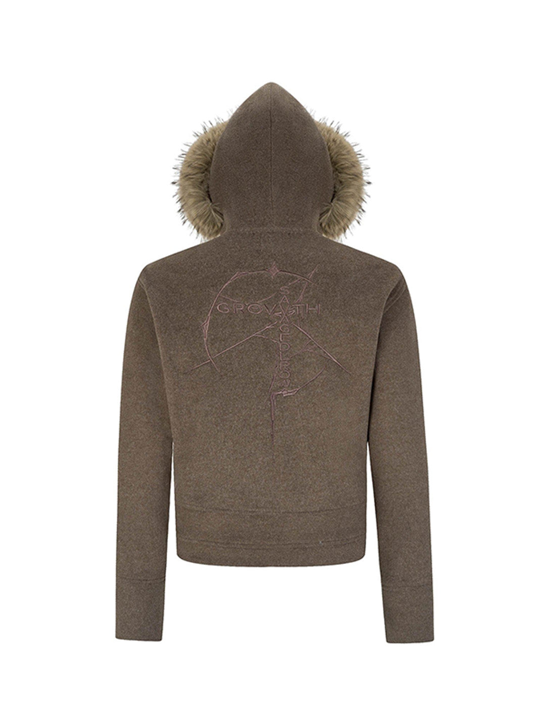 Detachable Faux-Fur Collar Double-Zip Coat - View 19