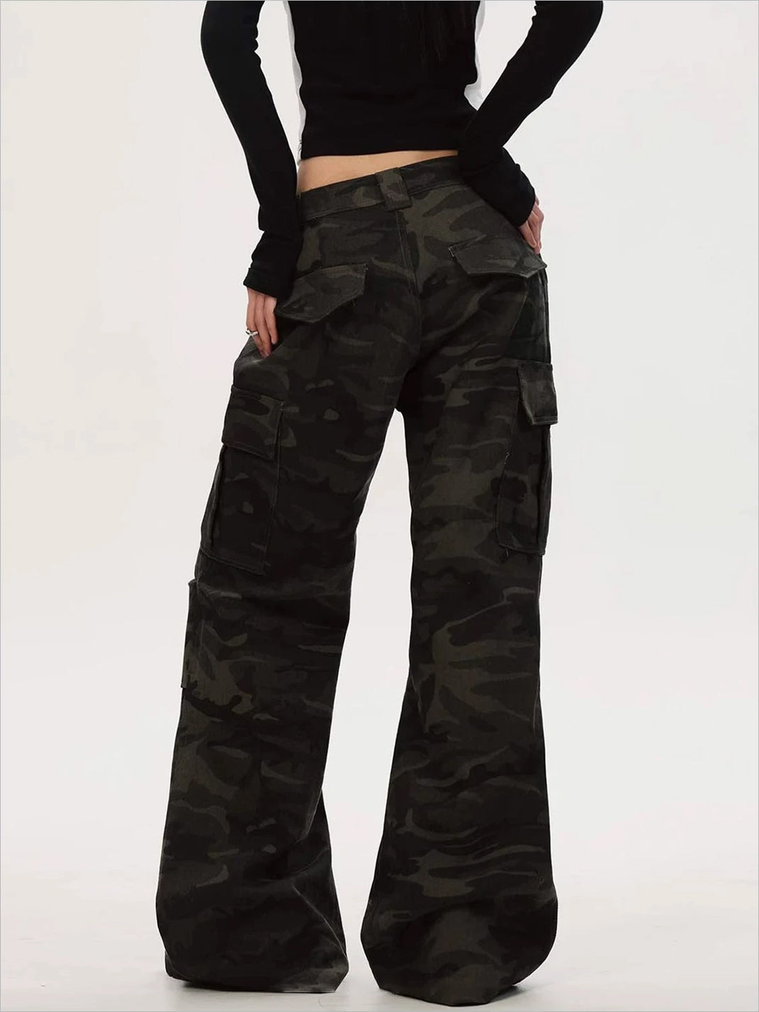 Shadow Camo Low-Rise Flare Cargo Trousers — product view 5
