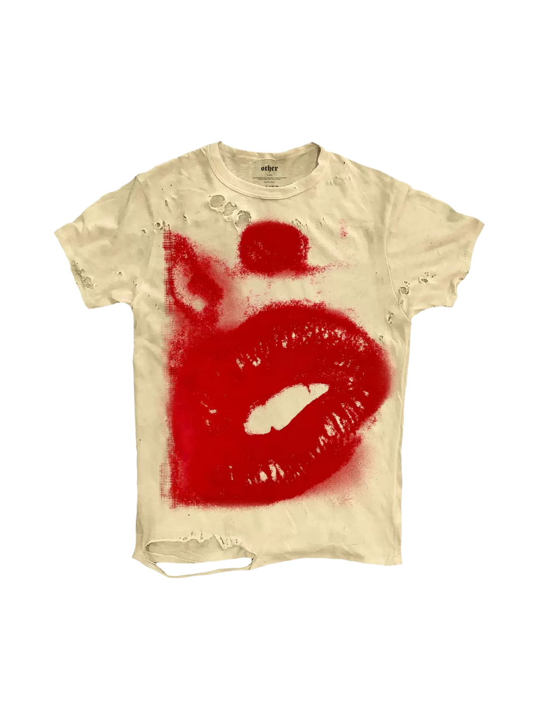 Spray-Lip Distressed Raw-Hem T-Shirt - View 3