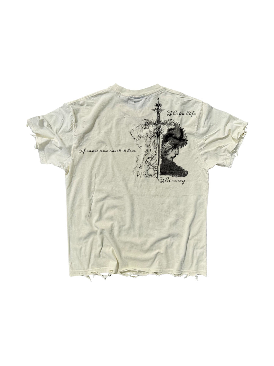 Vintage Portrait Distressed Cotton T-Shirt - View 4