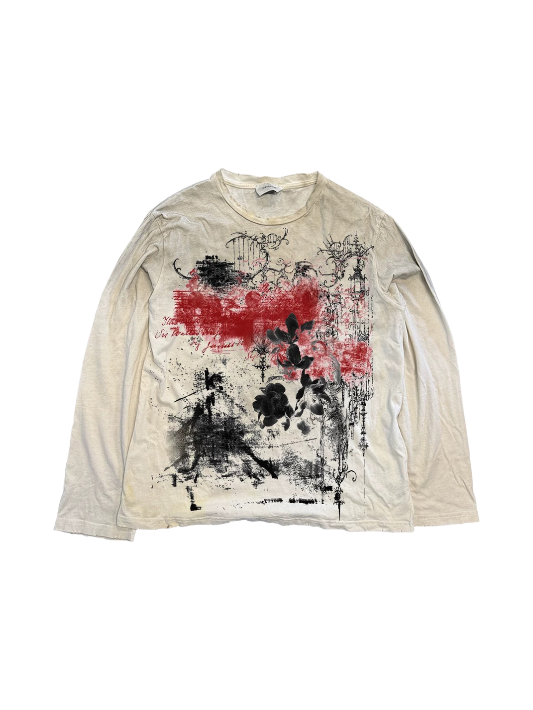 Distressed Floral Punk Graphic Long-Sleeve Tee