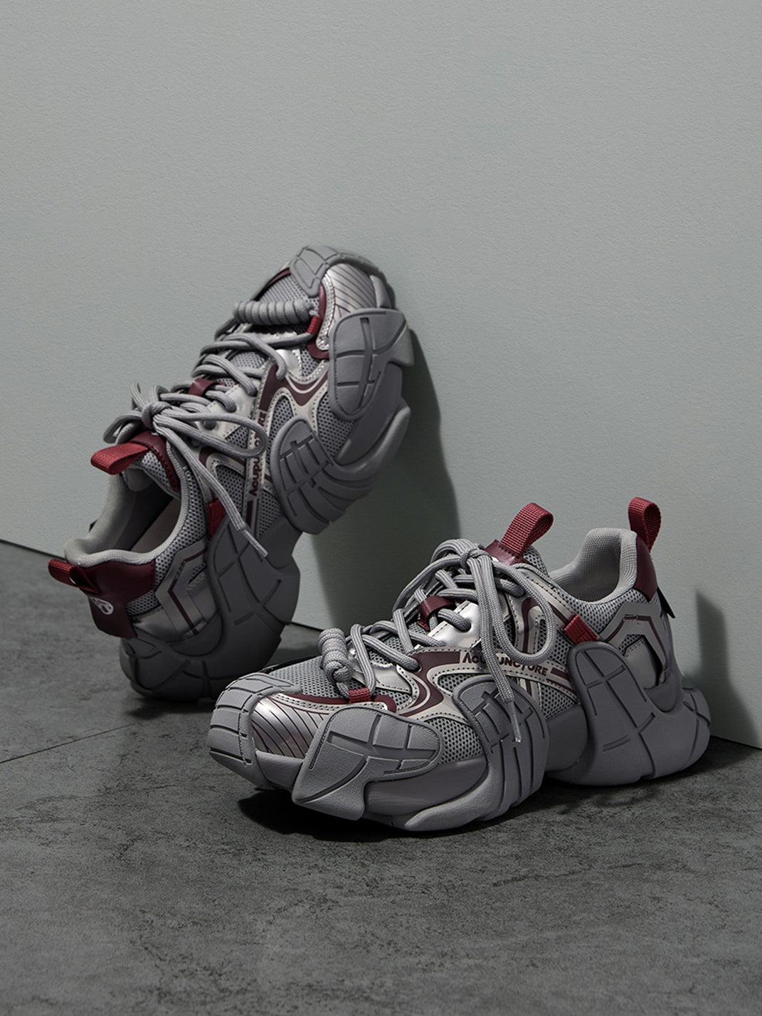 Silver Cage-Panel Platform Sneakers - View 20