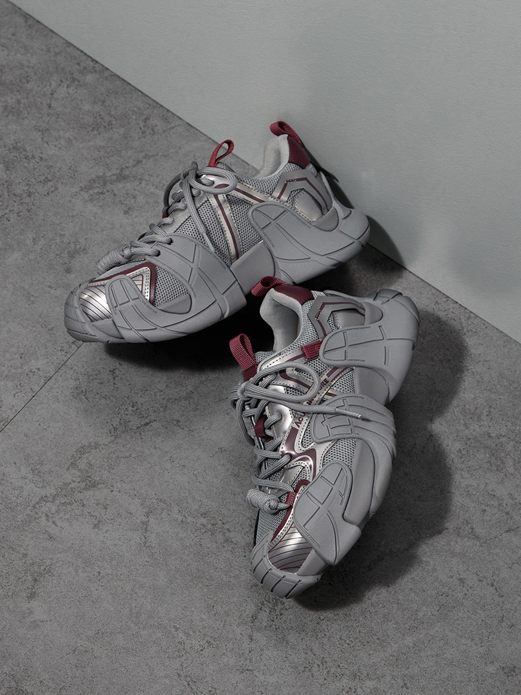 Silver Cage-Panel Platform Sneakers - View 21