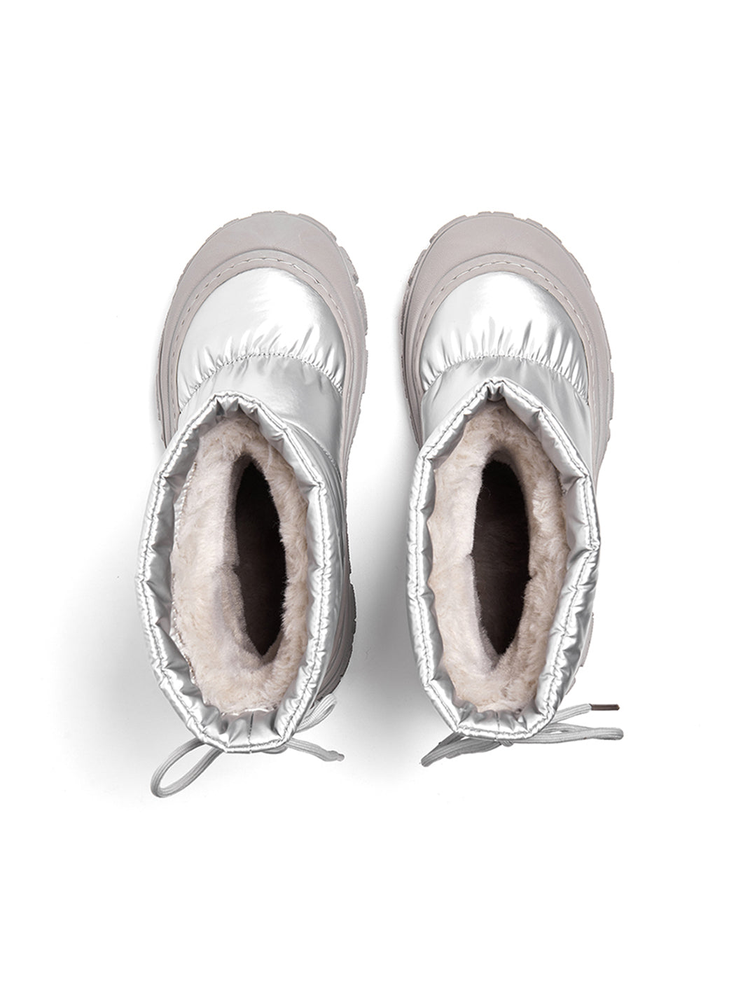 Silver Drawstring Puffer Snow Boots - View 7