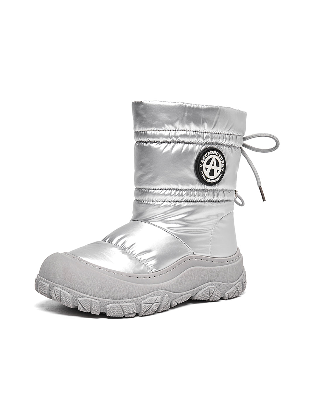 Silver Drawstring Puffer Snow Boots - View 9