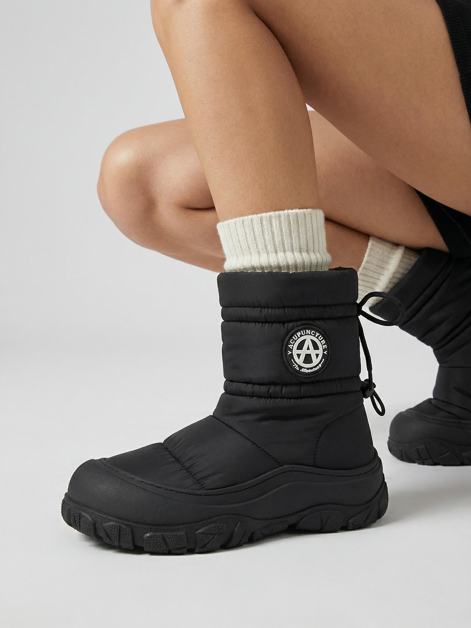 Silver Drawstring Puffer Snow Boots - View 15
