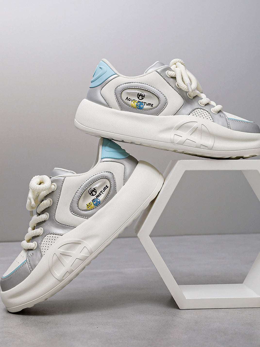 Silver Metallic PU Platform Sneakers - View 6