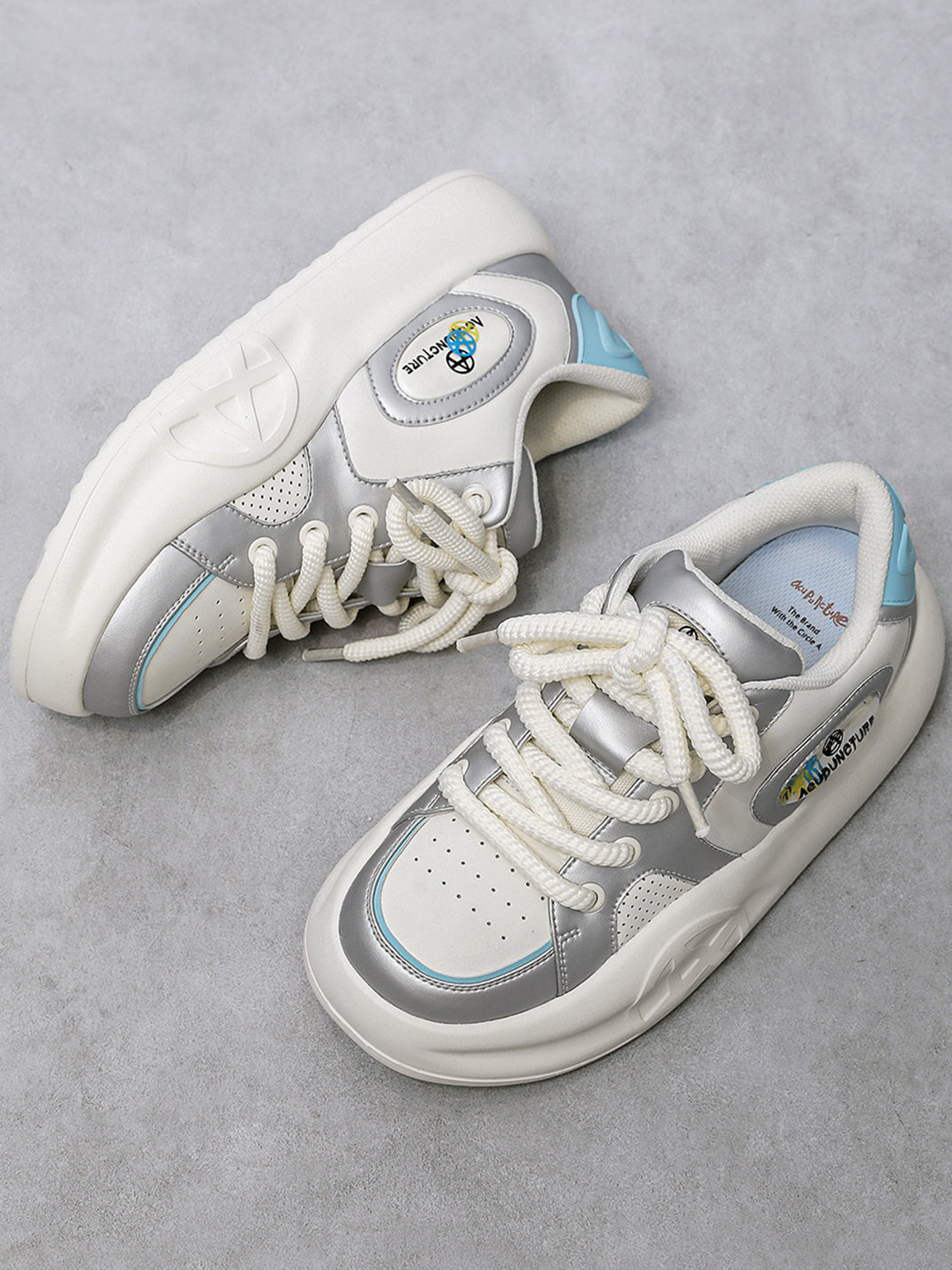 Silver Metallic PU Platform Sneakers - View 8