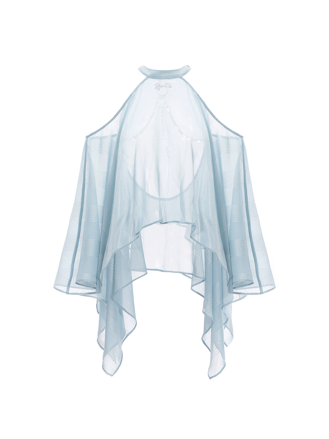 Silver-Mist Chiffon Chain Halter Top — product view 1