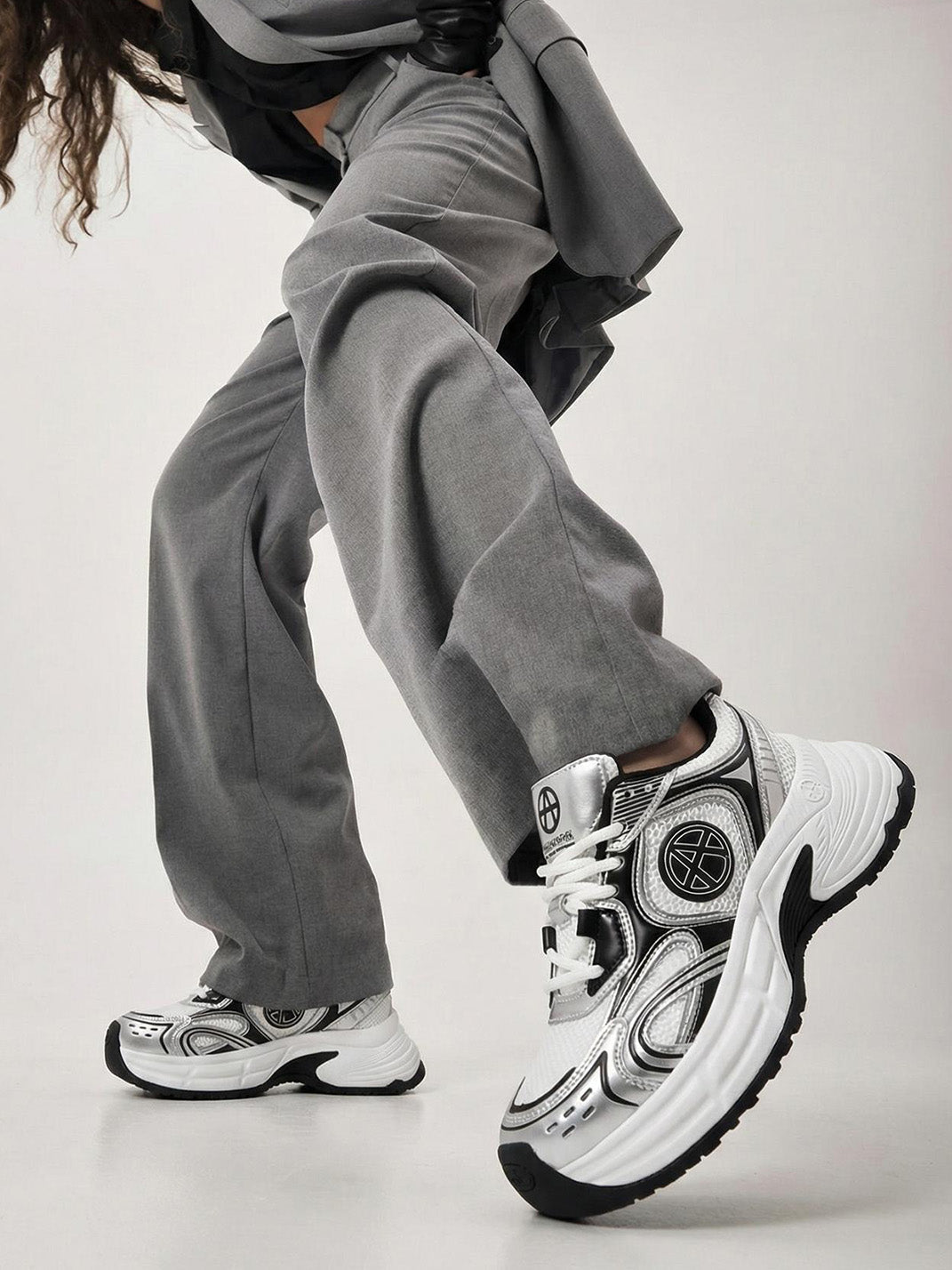 Silver Wave Chunky Dad Sneakers - View 2