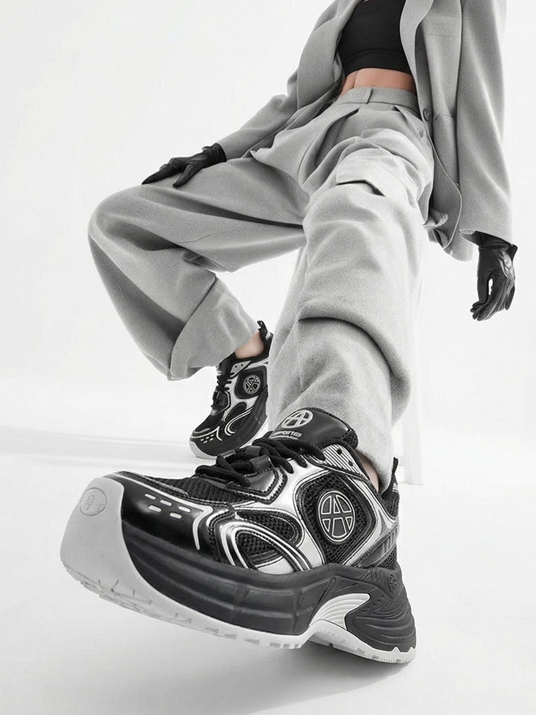 Silver Wave Chunky Dad Sneakers - View 29