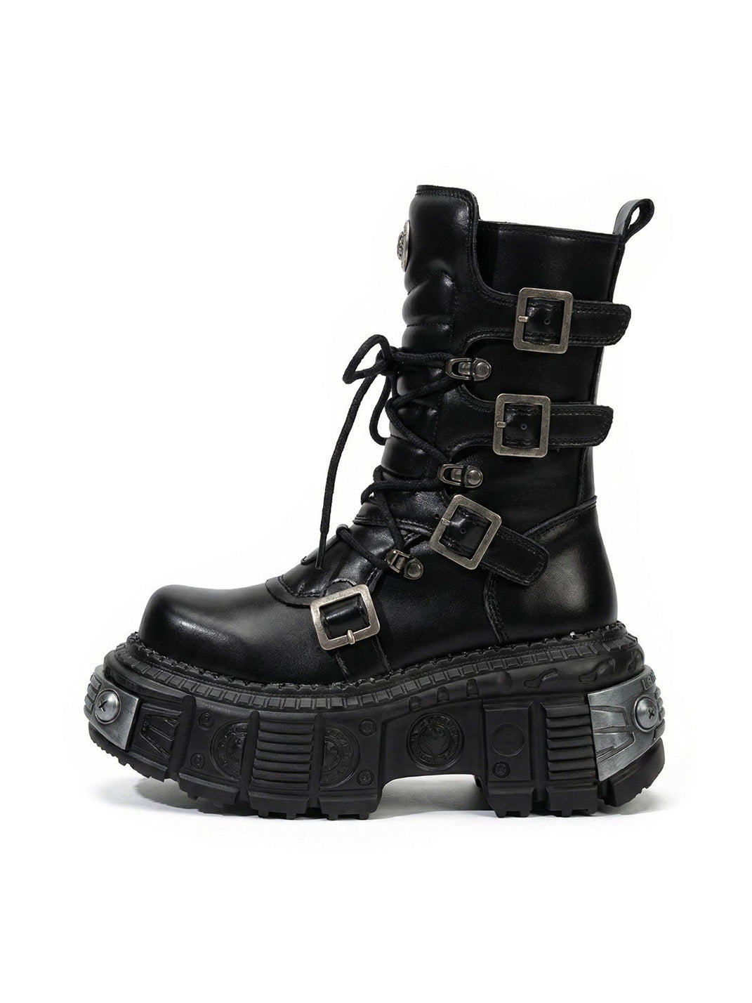 Multi-Buckle Platform Combat Boots