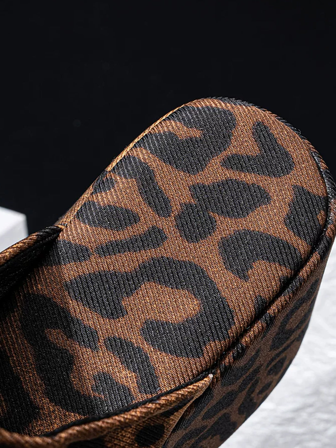 Leopard Ruched Platform Slide Sandals - View 10