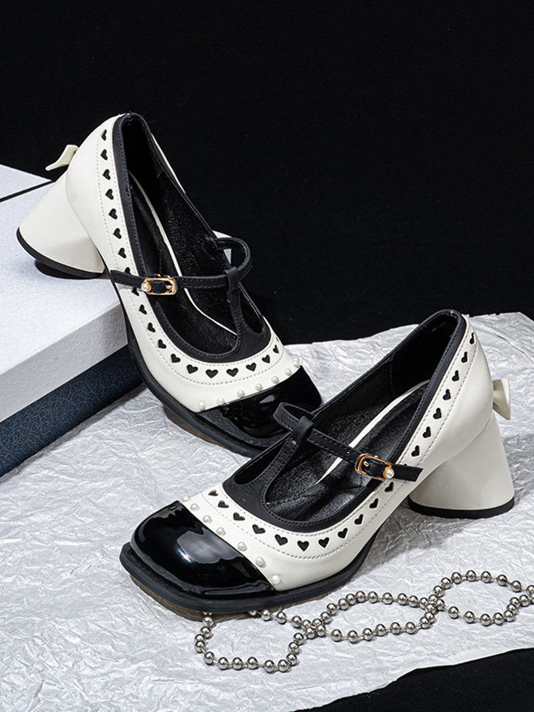 Heart-Stud Square-Toe Block-Heel Mary Janes - View 17