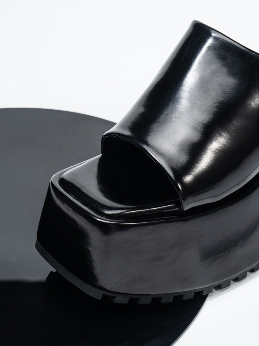 Square-Toe Denim Platform Slide Sandals - View 23