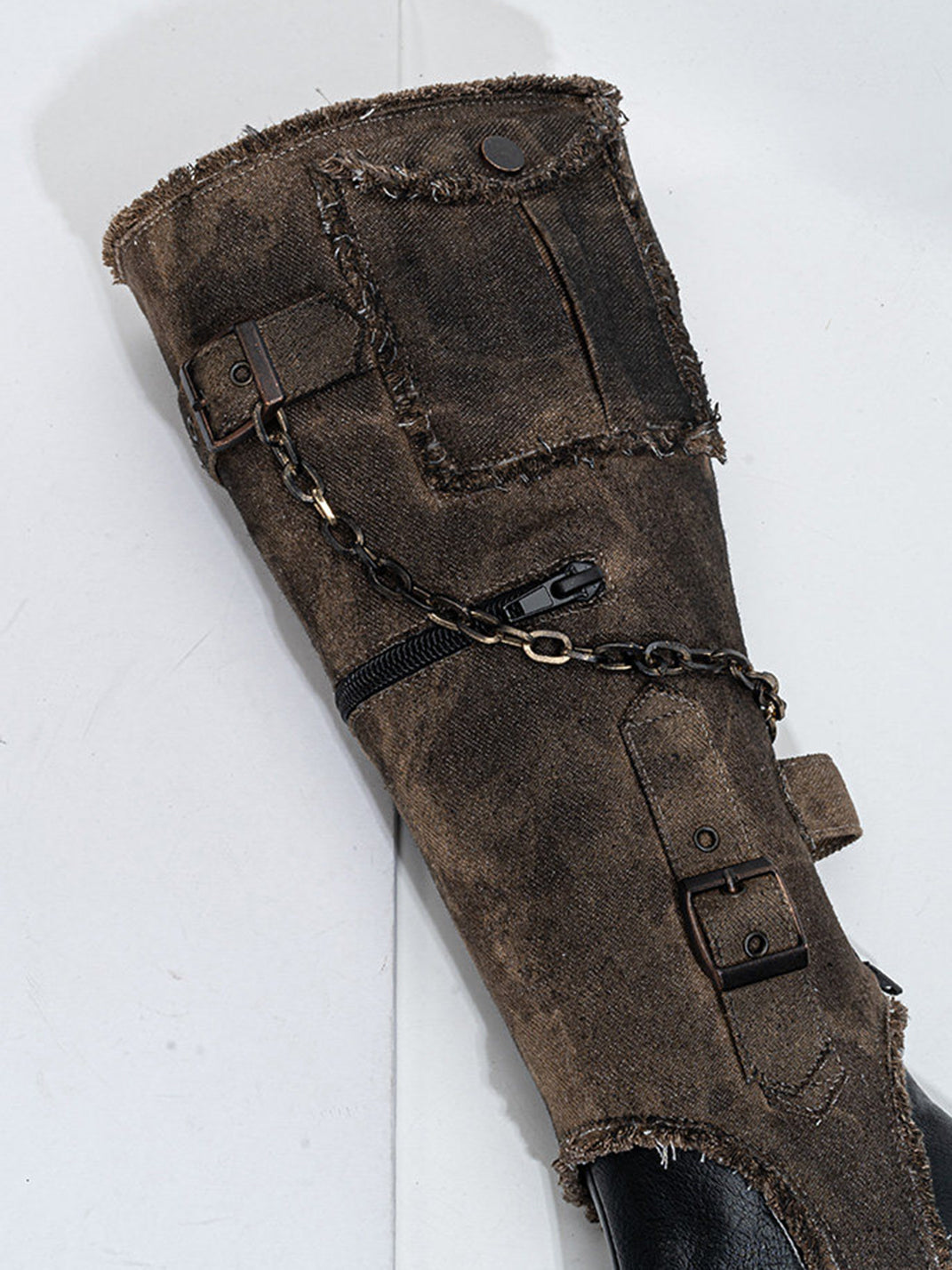 Detachable Distressed-Shaft Stiletto Boots - View 8