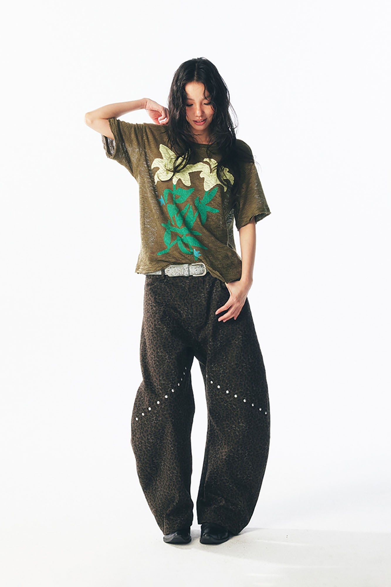 Sheer Lily Graphic Distressed Tee