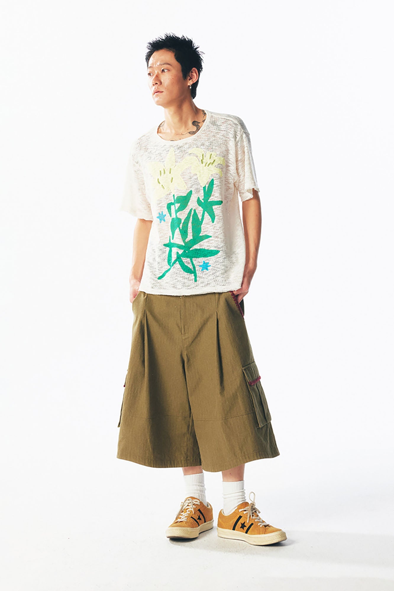 Sheer Lily Graphic Distressed Tee