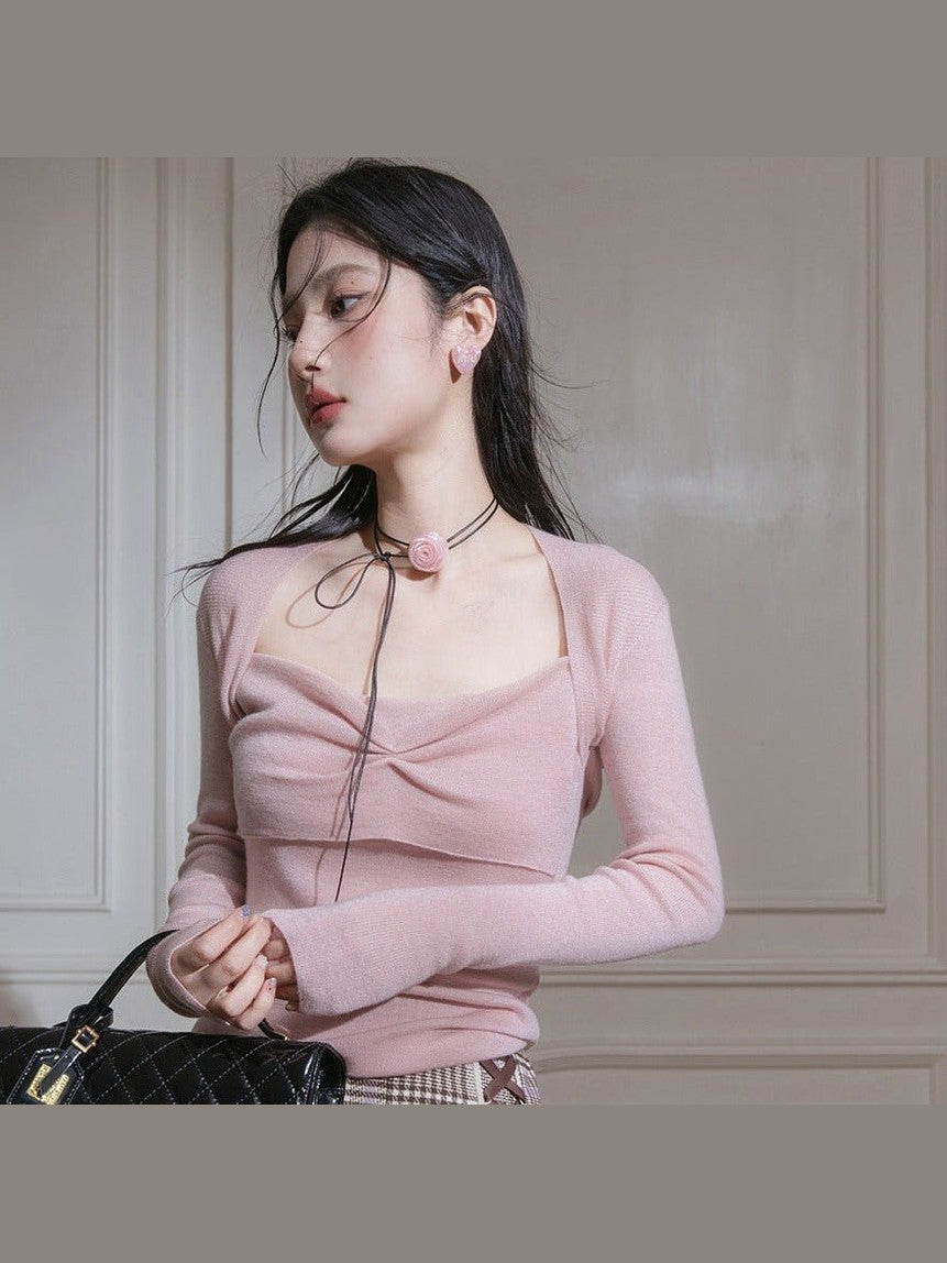 Blush Whisper Twist Knit Shirt