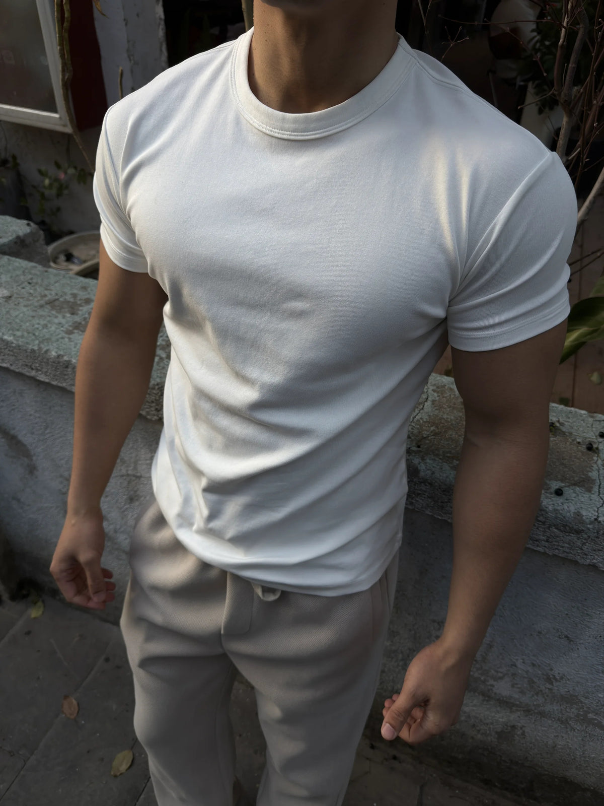 Contoured Stretch Cotton Crewneck Tee product view 1