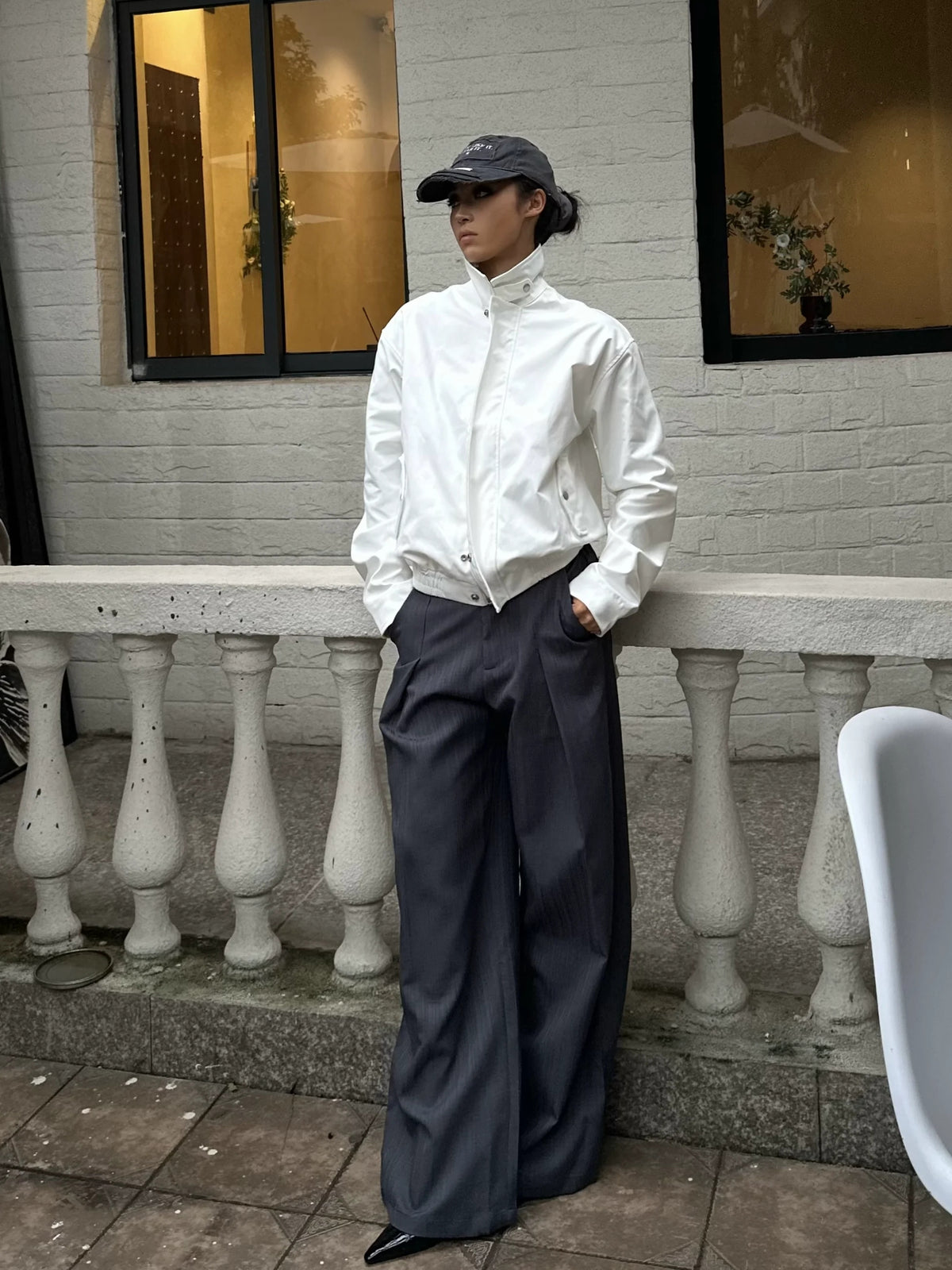 Reversible Stripe-Lined Harrington Jacket product view 3