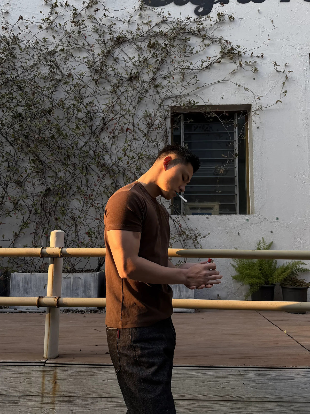 Contoured Stretch Cotton Crewneck Tee product view 2