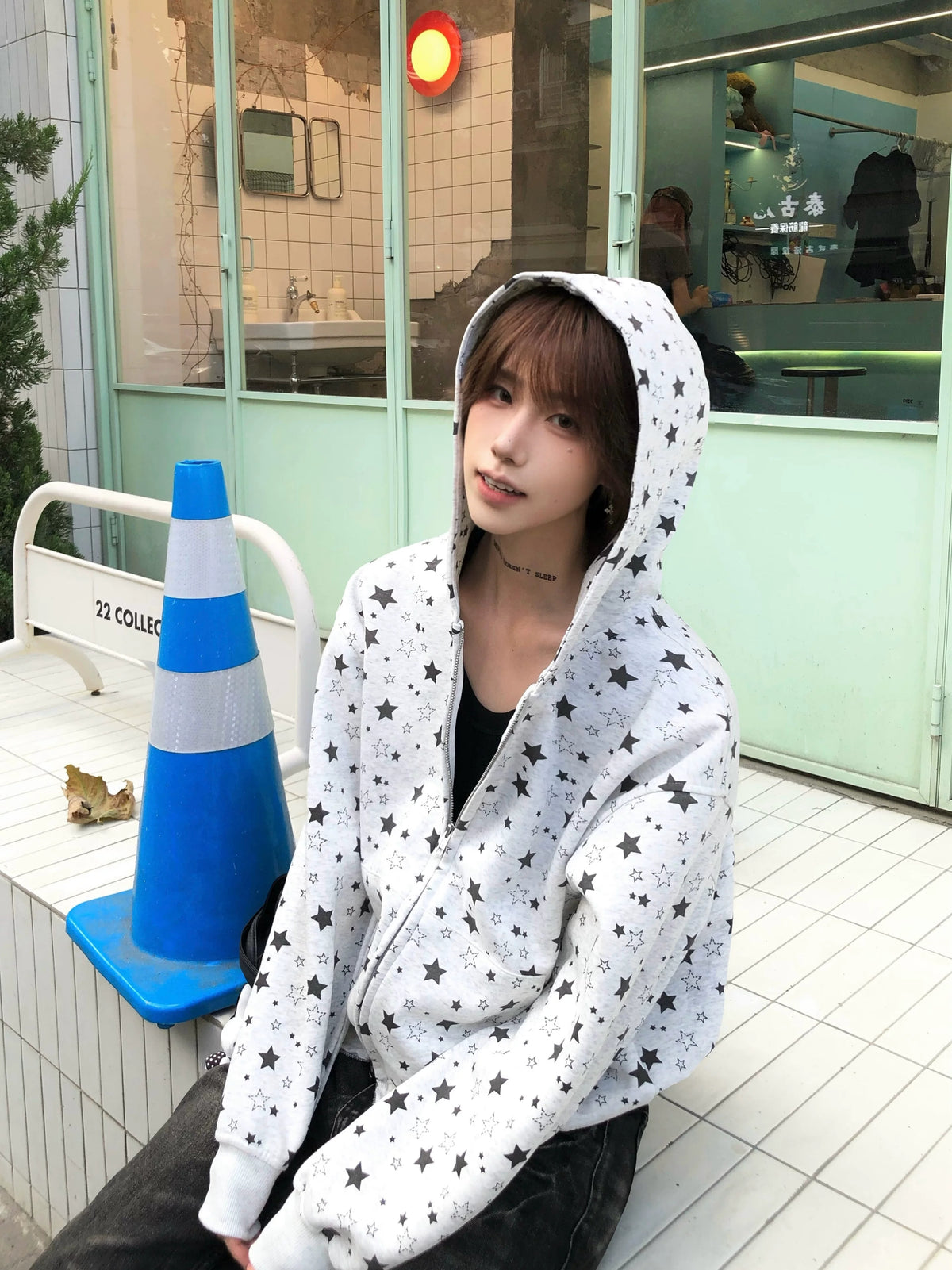 Allover-Star Boxy Zip Hoodie product view 6