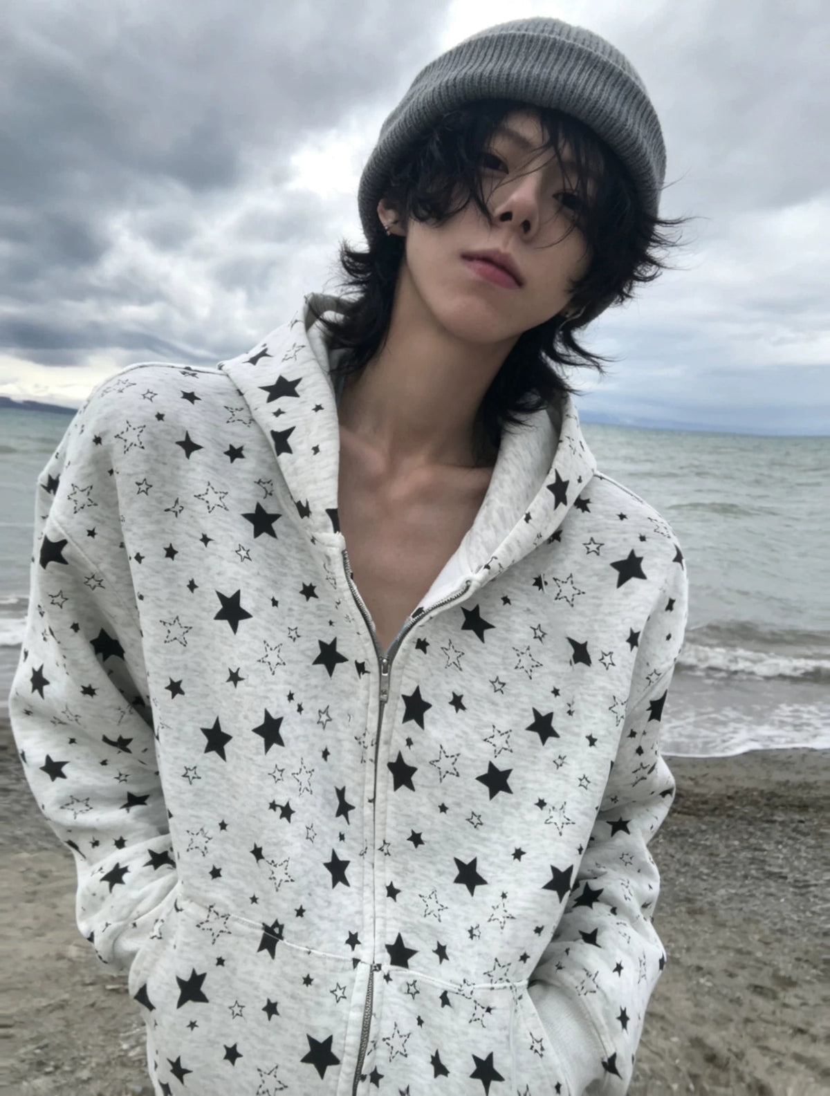 Allover-Star Boxy Zip Hoodie product view 7
