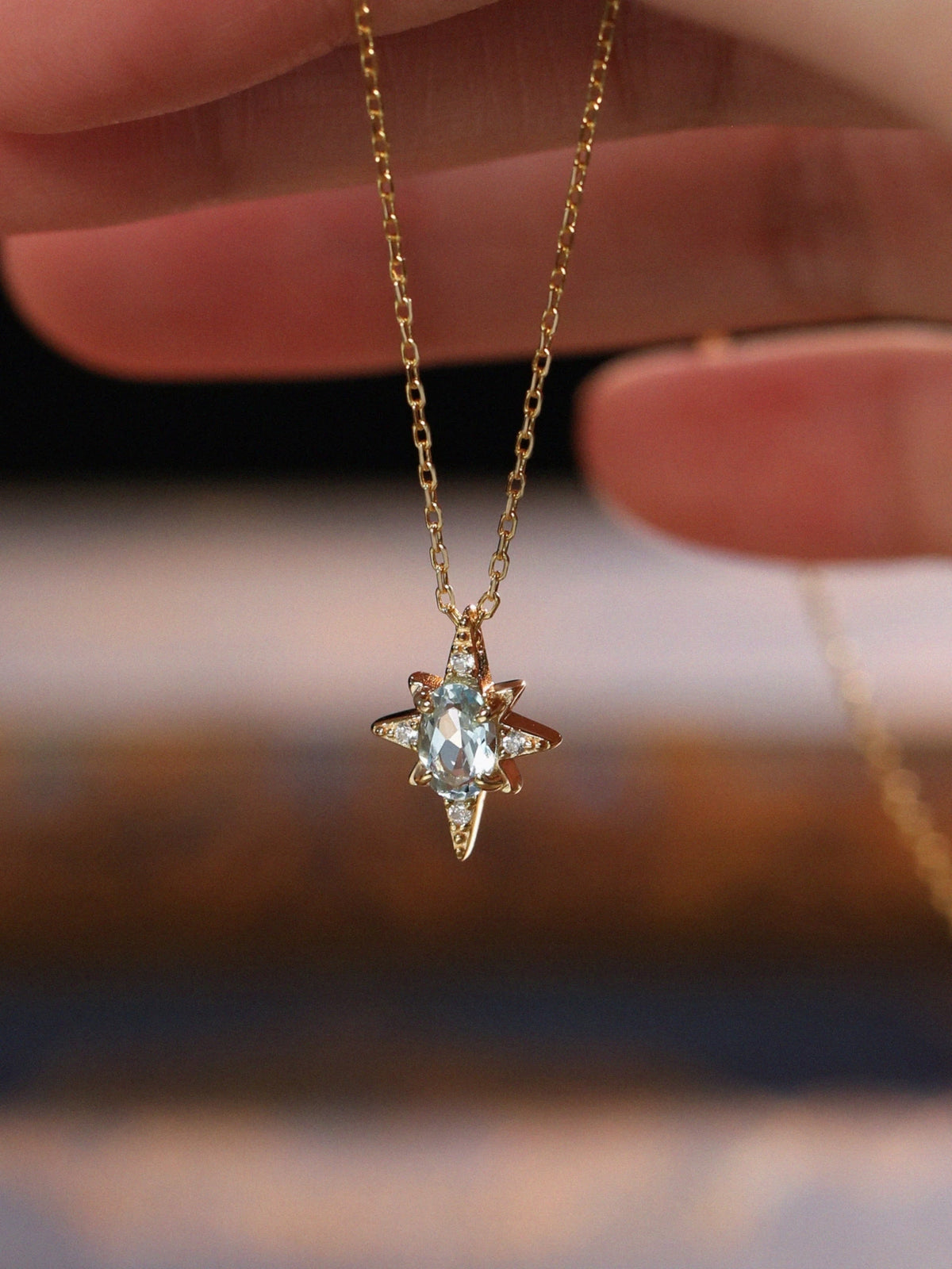 Blue Topaz Star Pendant Necklace product view 3