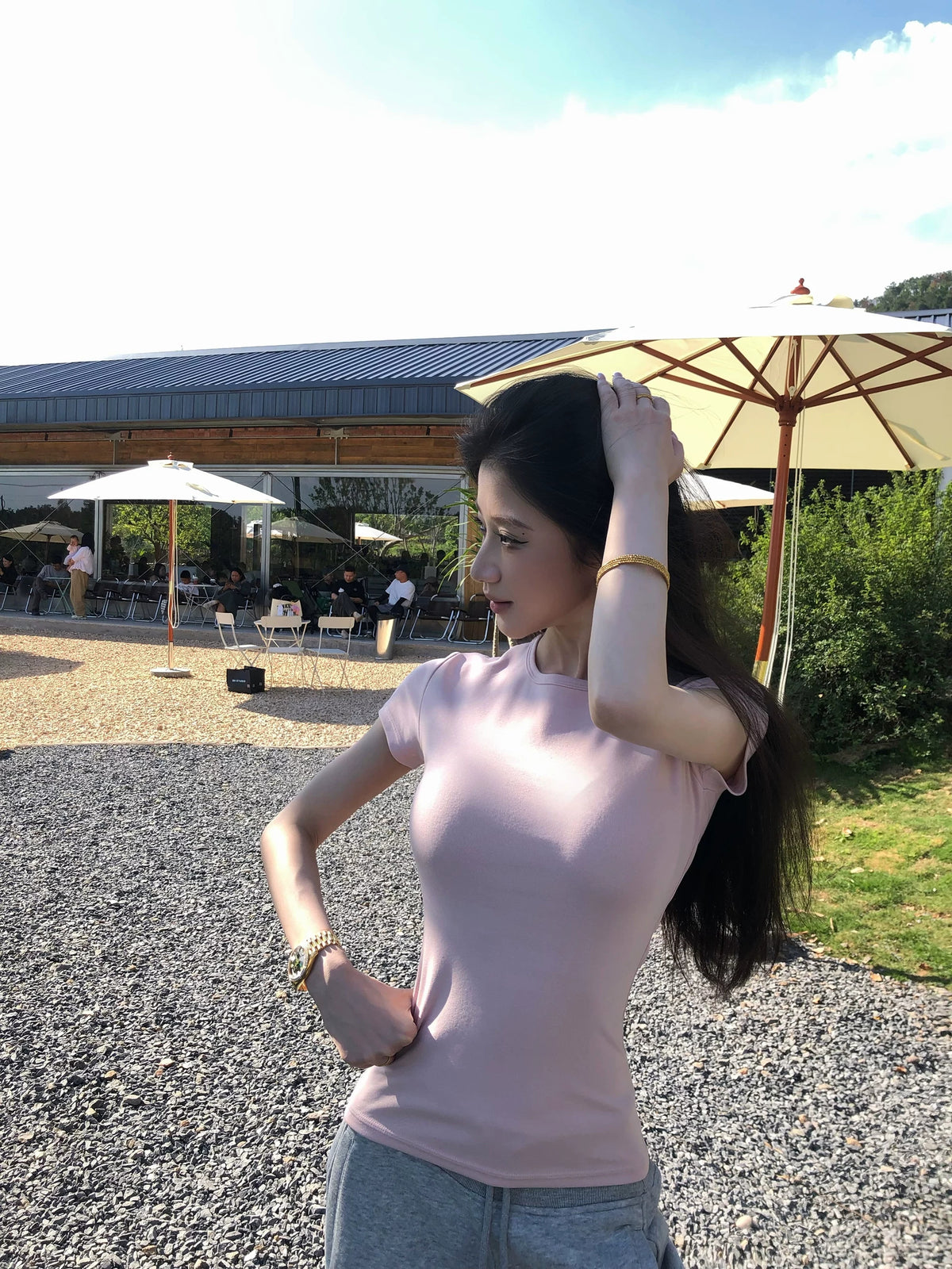 Waist-Shaped Stretch Cotton Tee product view 5